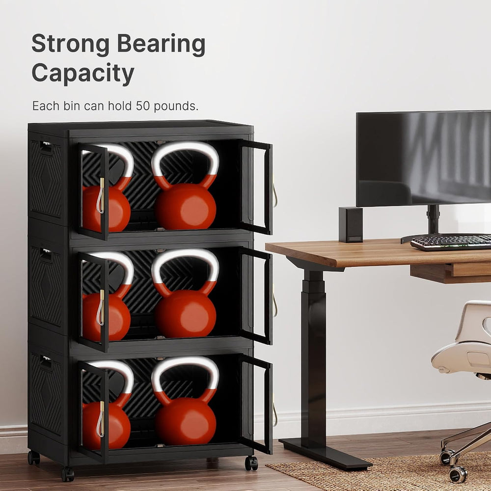 Stackable Storage Bins with Lids, 360QT Extra Large Storage Cabinet