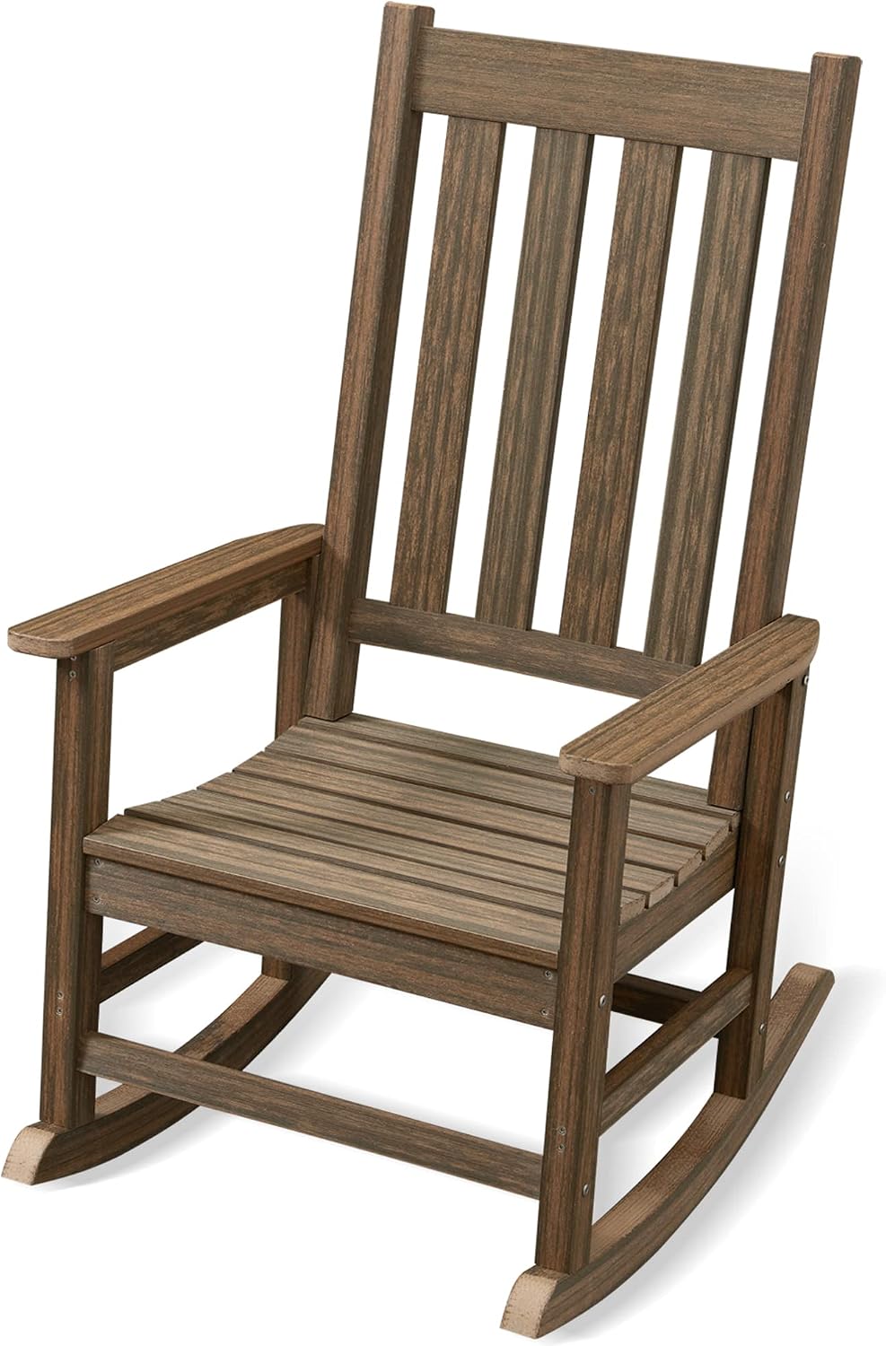 Oversized Outdoor Rocking Chair, Porch Rocker with High Back, Brown | HDPE Pa...