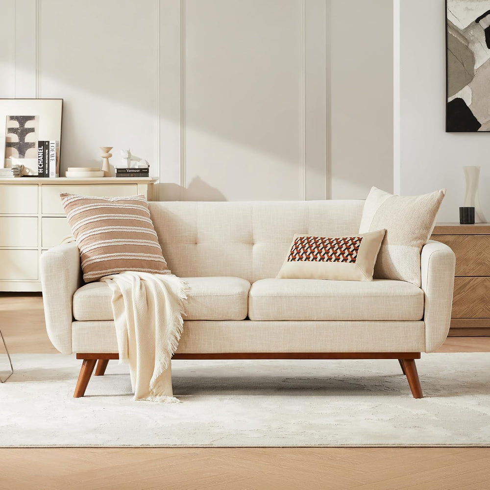 Kingfun 65.2" W Loveseat Sofa, Mid Century Modern Decor Love Seat Couche...