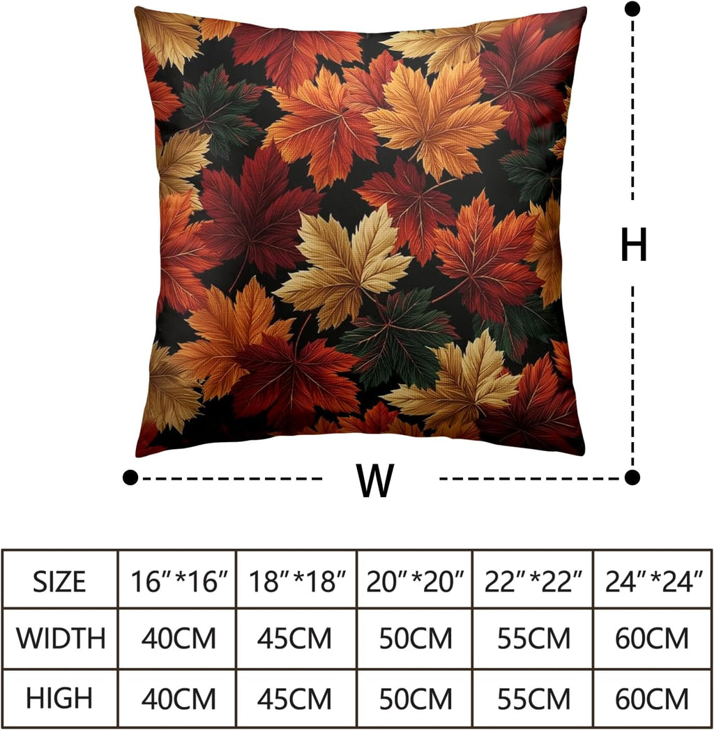 Fall Leaf Pillow Covers Autumn Thanksgiving Pillow Cases Black Orange Maple Leaves Throw Pillow Covers 18x18 Set of 2 Harvest Cushion Cases for Home Farmhouse Sofa Couch