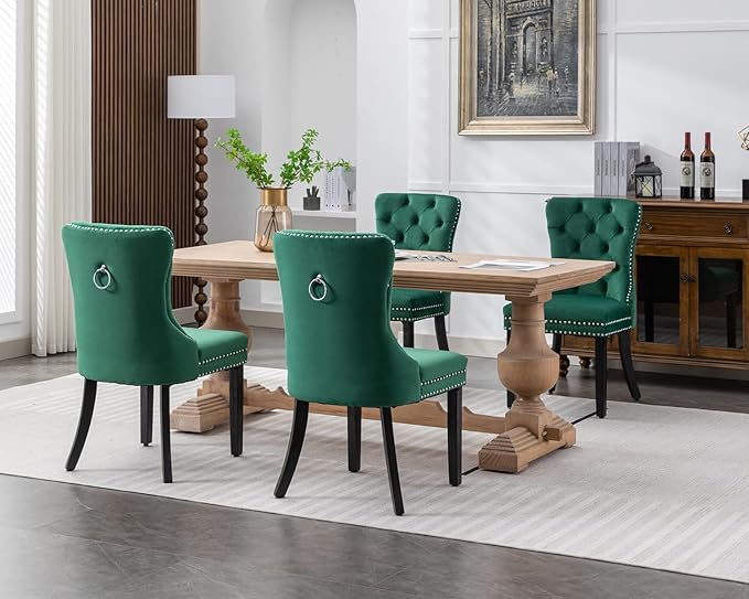 KCC Velvet Dining Chairs Set of 2, Upholstered High-end Tufted Dining Room Ch...