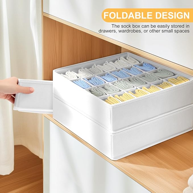 Joyoldelf Sock Drawer Organizer Divider Underwear Organizer 24-cell Fabric - Image 8