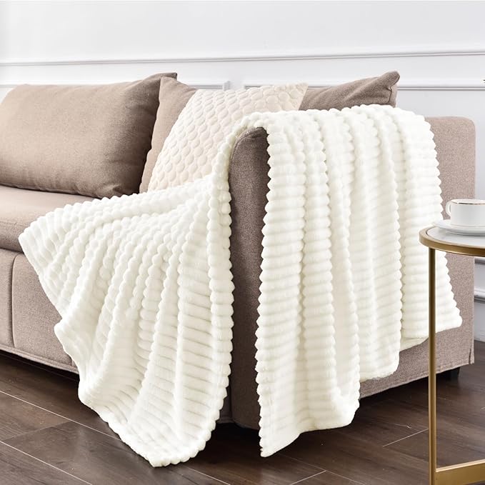 BEDELITE Fleece Blanket Twin Size – 3D Ribbed Jacquard Soft and Warm Decorative - Image 7