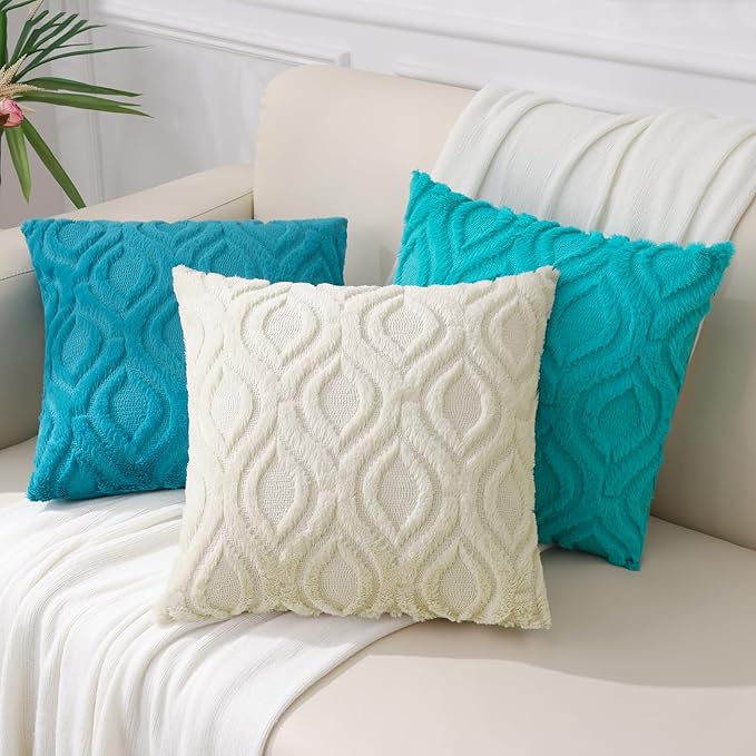 decorUhome Summer Throw Pillow Covers 16x16 Inch Set of 2, Soft Plush Faux Wool - Image 7