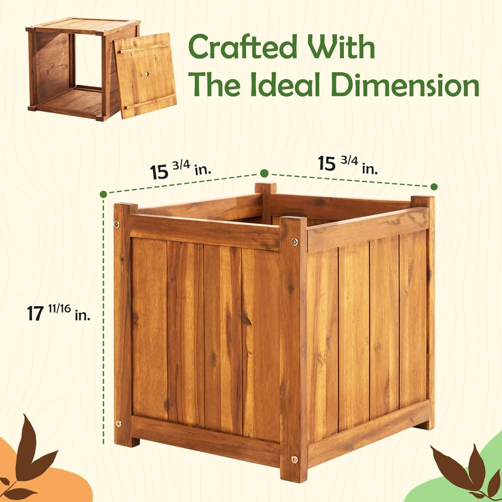 Idzo Hardwood Outdoor Flower Box, Durable Acacia Wood Flower Boxes for Outdoo...