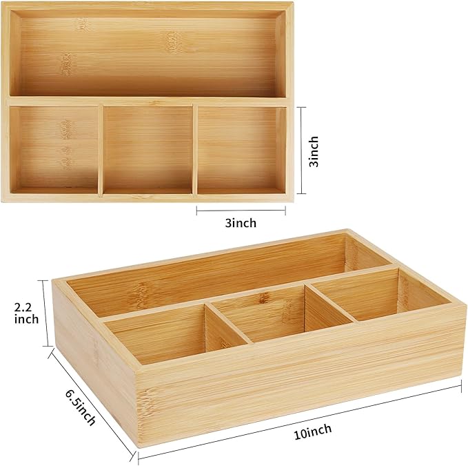 4 Pack Bamboo Tea Bag Organizer, Tea Bag Storage