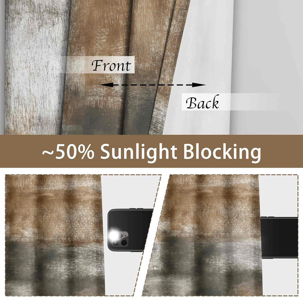 Tan Abstract Curtains for Living Room Bedroom, 52W x 84L, 2 Panels