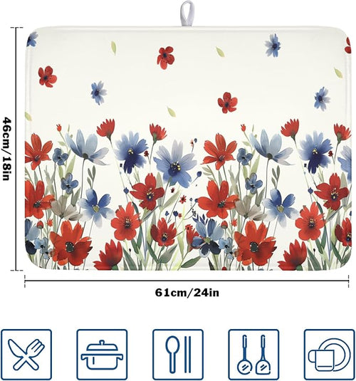 4th of July Floral Dish Drying Mat - Image 2
