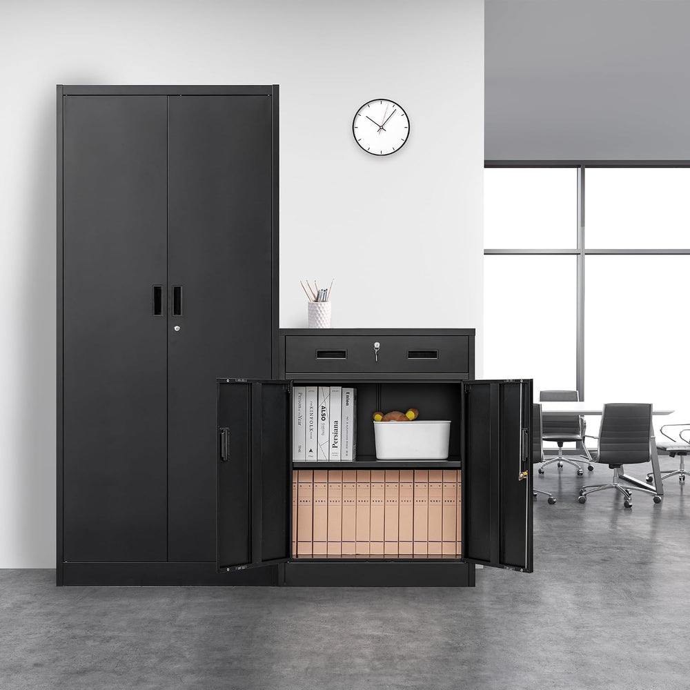 Metal Storage Cabinet, 36" H x 28" W x 16" D Locking Cabinet w...