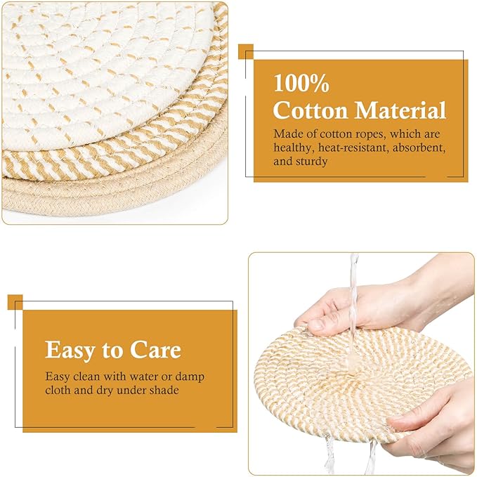 Billbotk 8"" Trivets for Hot pots and Pans, 6 Heat Resistant Hot Pads, Pot - Image 3