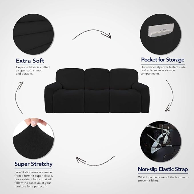 PureFit Super Stretch 3 Seats Recliner Chair Sofa Couch Cover - Image 3
