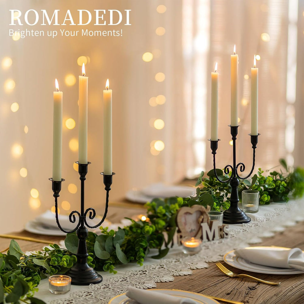 Romadedi Halloween Candelabra, Black 3-Arm Candle Holders, Set of 2