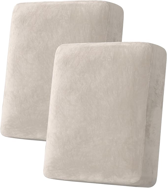 H.VERSAILTEX Velvet Stretch Couch Cushion Cover Plush Cushion Slipcover by HVERSAILTEX