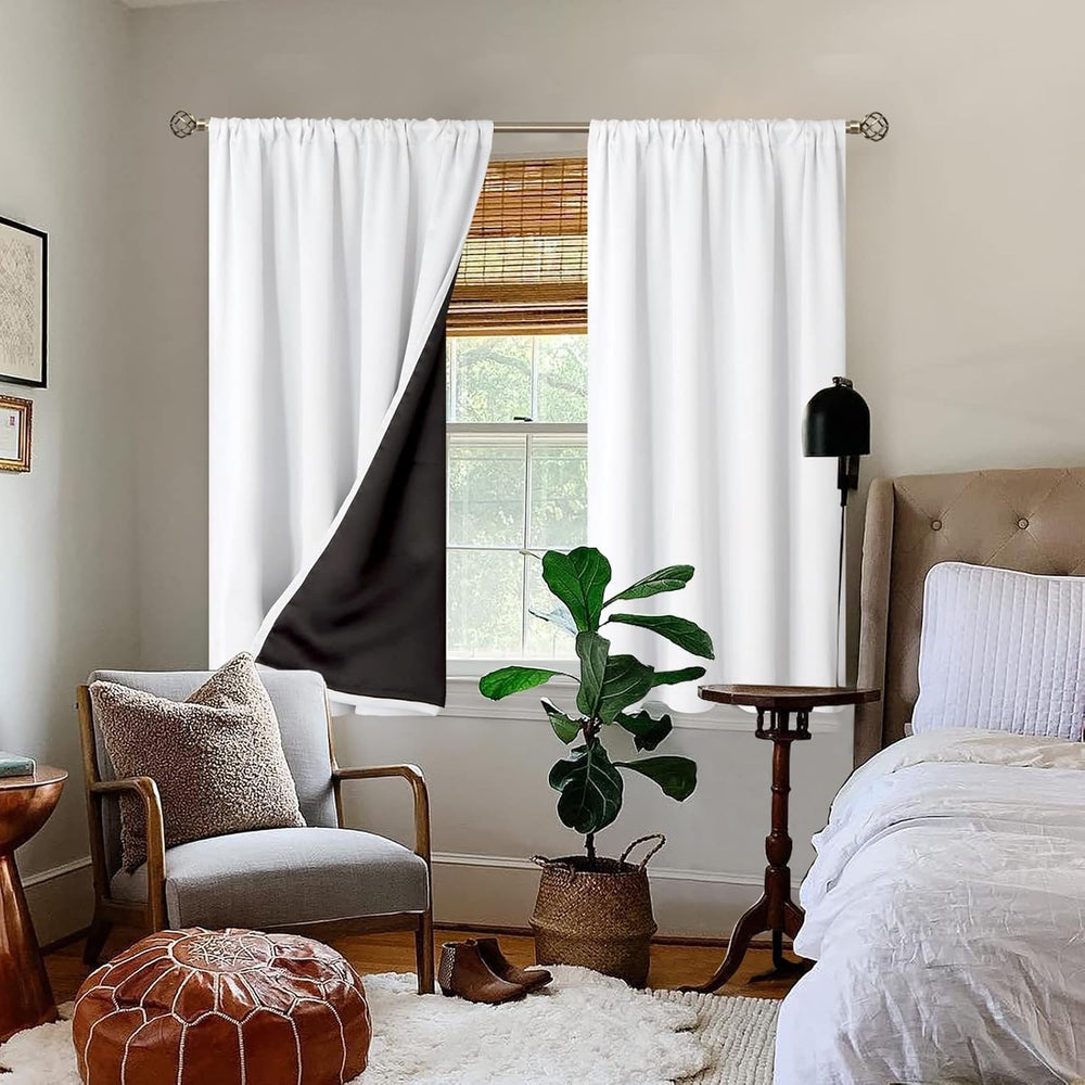 BGment White Blackout Curtains for Bedroom 45 Inch Long 2 Panels