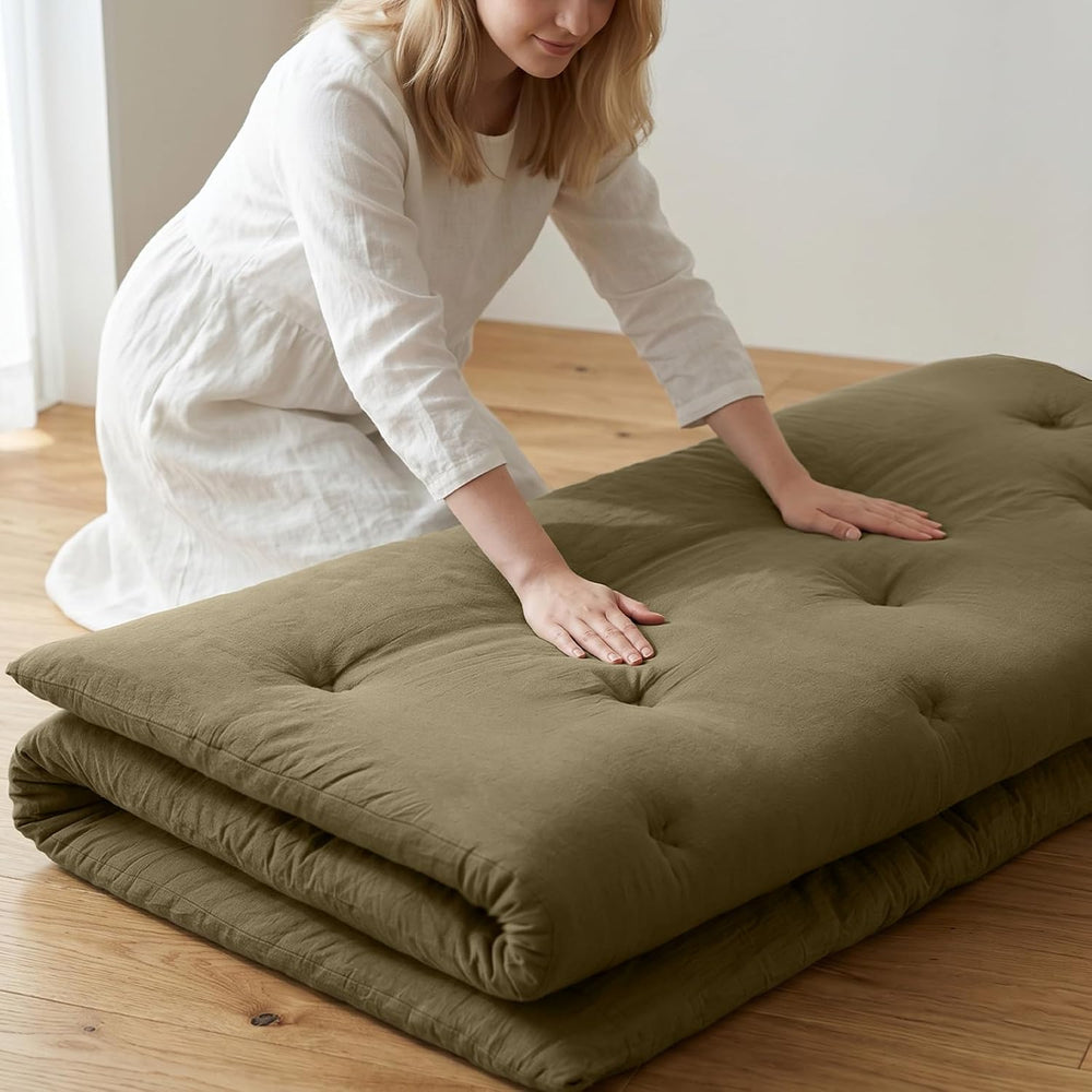 ZonLi Japanese Floor Mattress, 100% Cotton Cover Foldable Futon Mattress