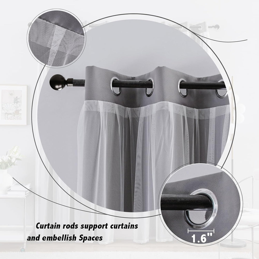 Anytime Double Layer Blackout Curtains 2 Panels，52Wx84L，Grey