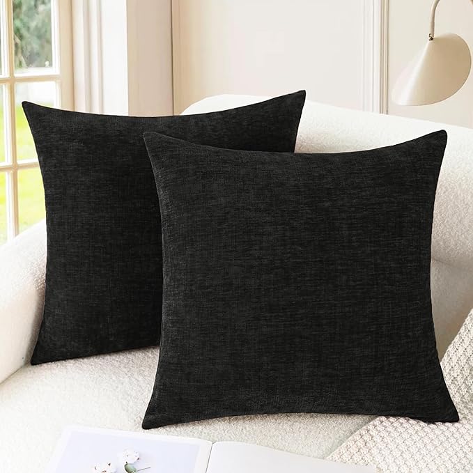 CaliTime Throw Pillow Covers Decorative 20 X 20 Inches Pack of 2 Cozy Chenille by CaliTime