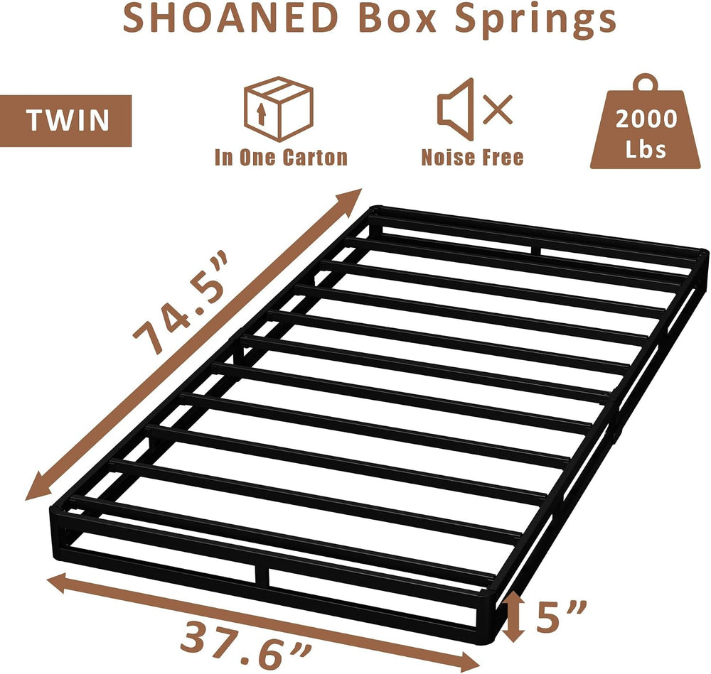 SHOANED Twin Size Box Springs - 5 Inch Low Profile Mattress Foundation No Noi...