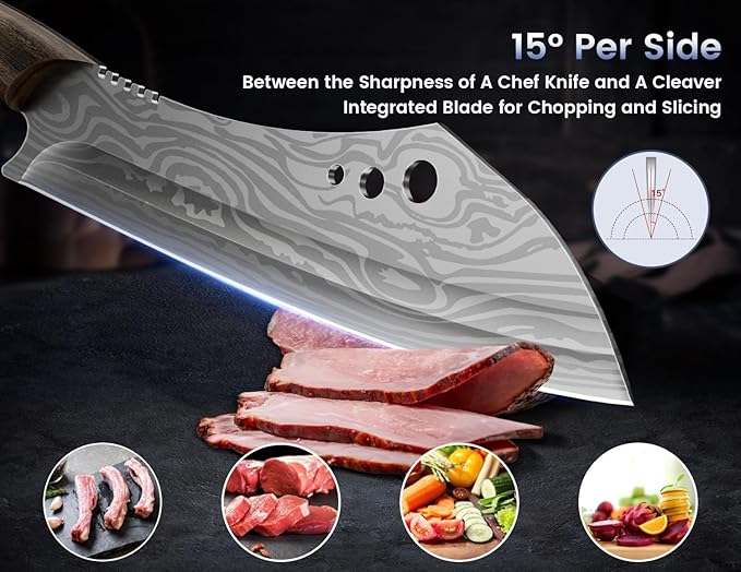 SYOKAMI Butcher Knife Set, Meat Cleaver Chef Knife Set, Japanese Style High - Image 5