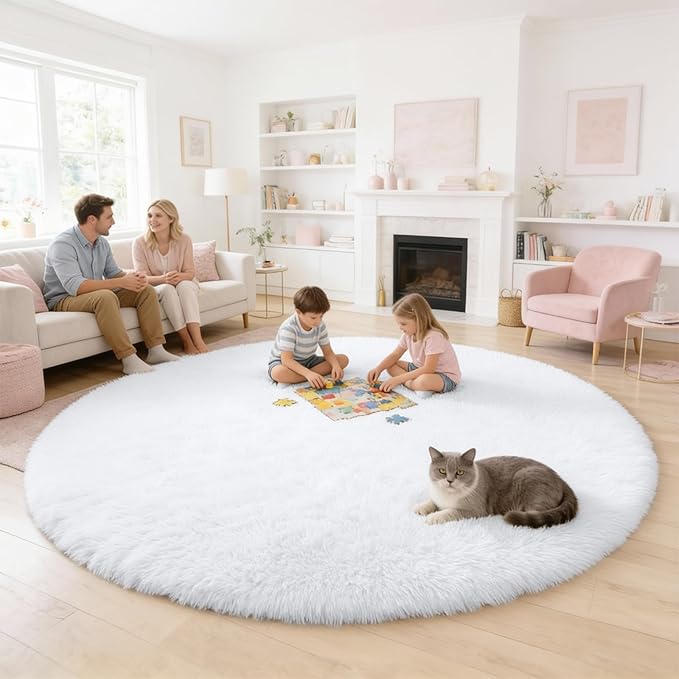 OLANLY White Round Rugs for Bedroom - Image 6