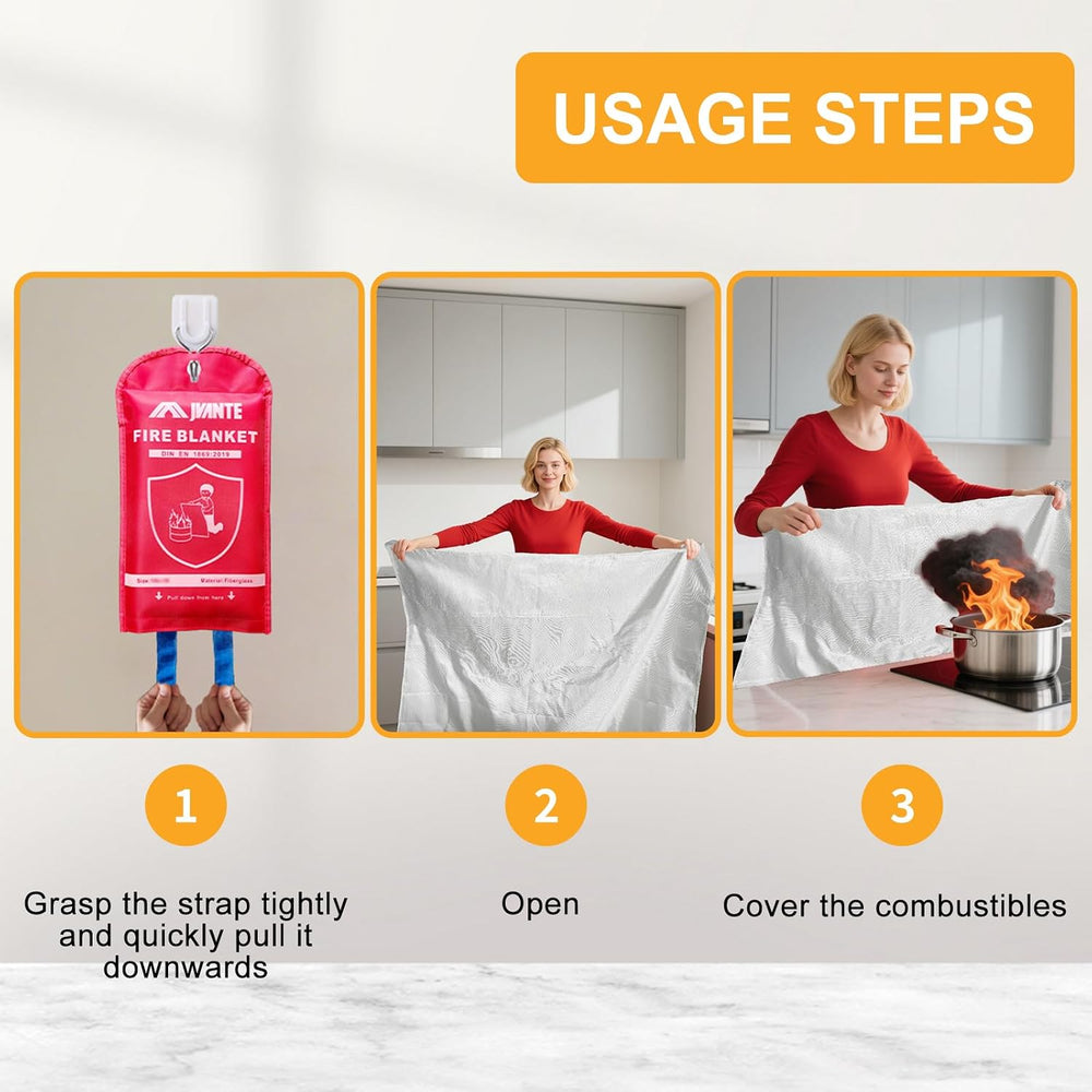 Emergency Fire Blanket-2 Pack for Home and Kitchen - 40"x40" Fiberg...