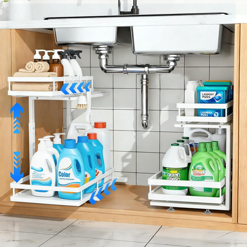 Under Sink Organizer, Dual-Rail Ball-Bearing, Under Kitchen Sink Organizer