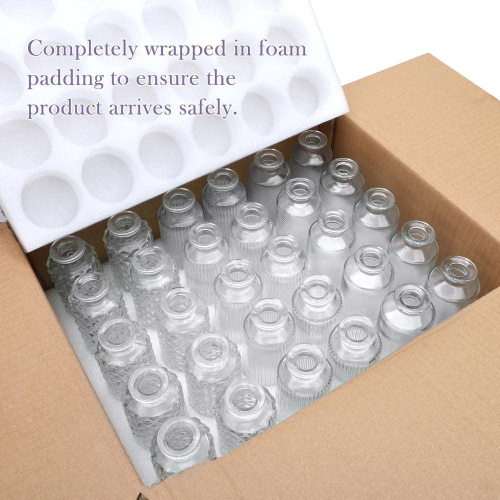 Glass Bud Vases 30 Pack, Small Clear Flower Vases for Centerpieces in Bulk