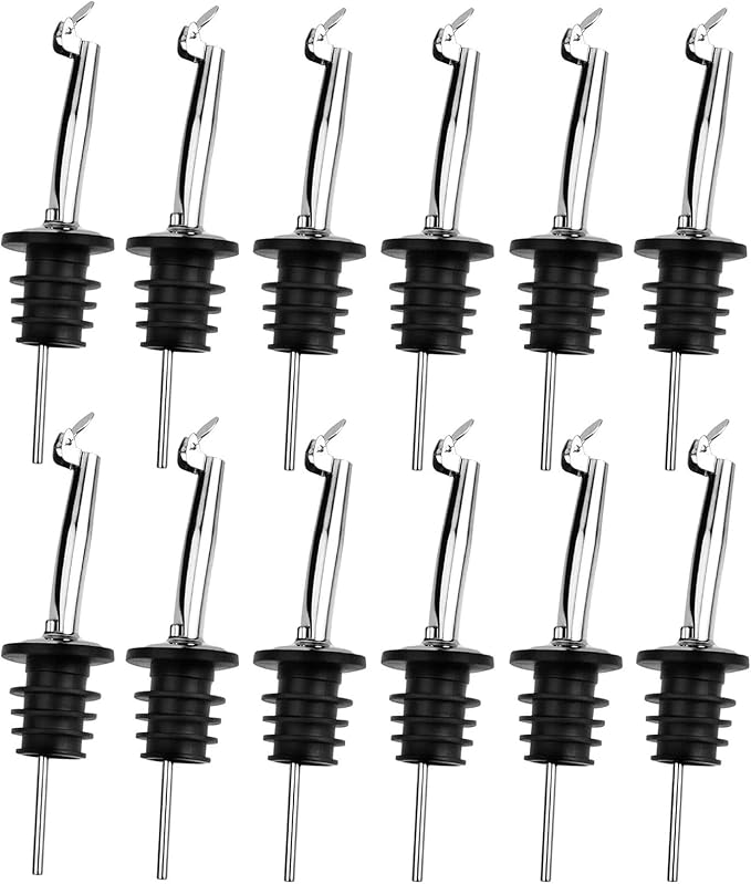 12 Pack Oil Pourers with Flip Top, Olive Oil Dispenser Spout, Speed Pour Spouts by Pafusen