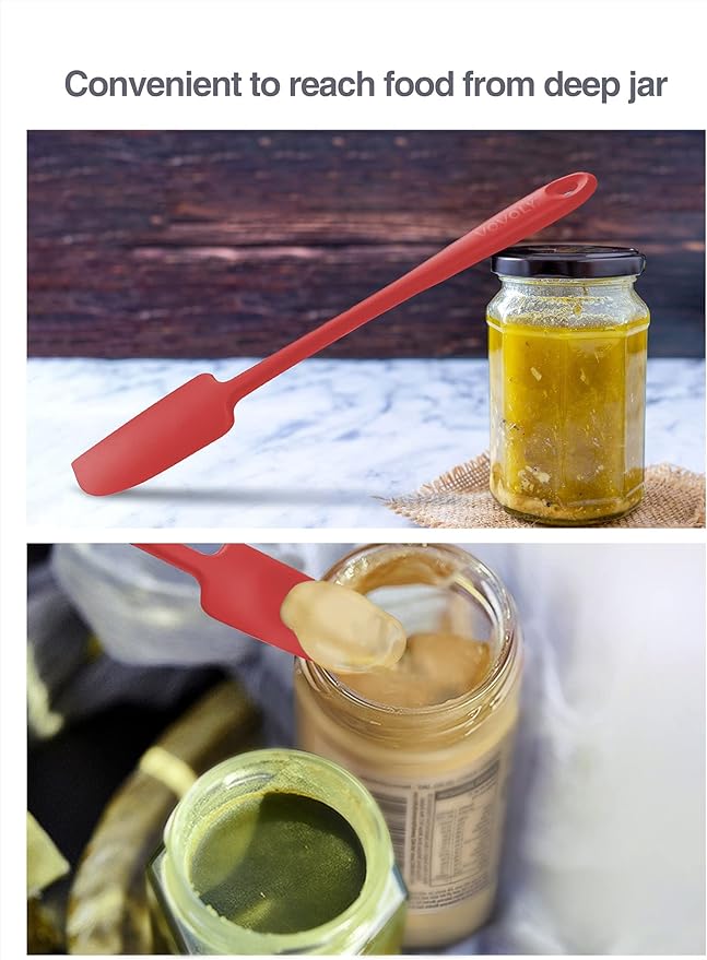 2-Pack Vovoly Silicone Jar Spatulas, Small Seamless Design Rubber Scraper - Image 4