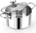 P&P CHEF 8 Quart Tri-Ply Stainless Steel Stock Pot, 8 Qt Stockpot Pasta Cooking by PPCHEF