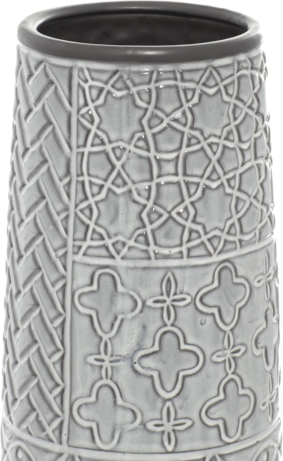 Deco 79 Ceramic Decorative Vase Slim Engraved Patterned Centerpiece Vase, Flo...