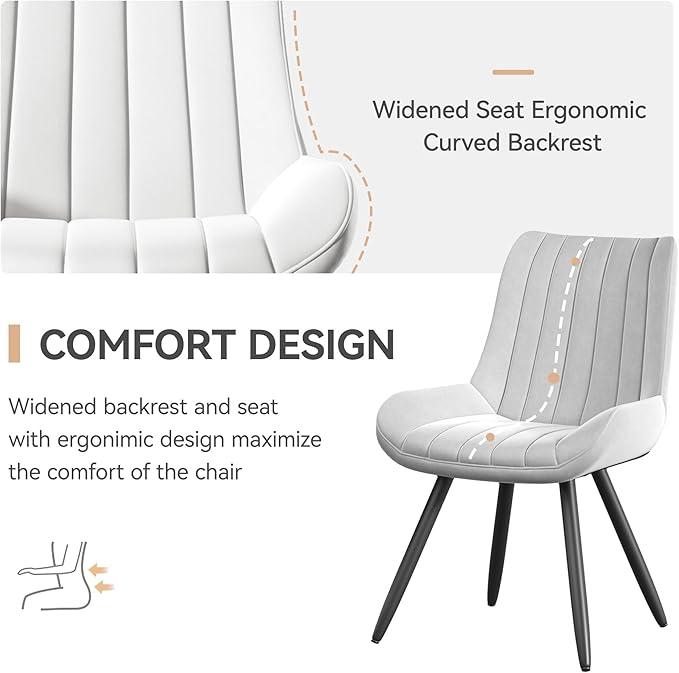 Dining Chairs Set of 6, Mid Century Modern Kitchen Chairs with Soft Cushion, ...
