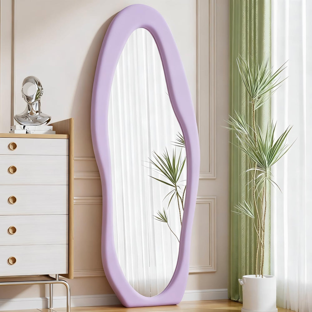 Dewfig Full Length Mirror, 63" x 24" Flannel Full Body Mirror, Violet