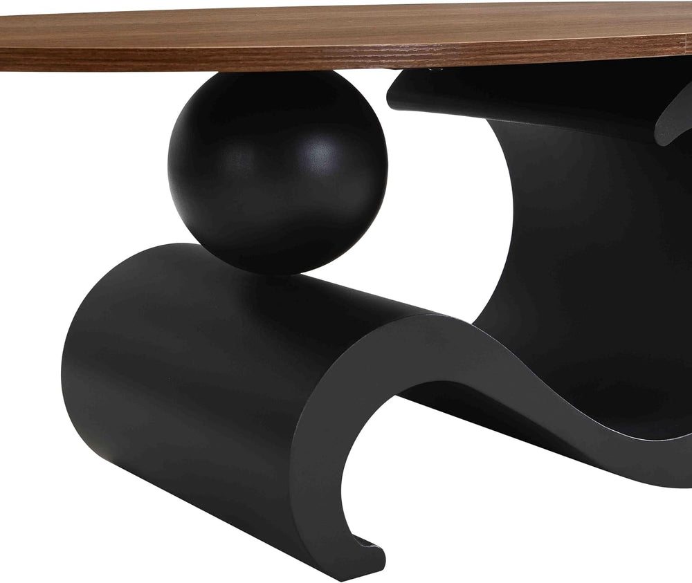 Henf Modern Nesting Coffee Table Set of 2 - Oval Table and Small Round End Ta...