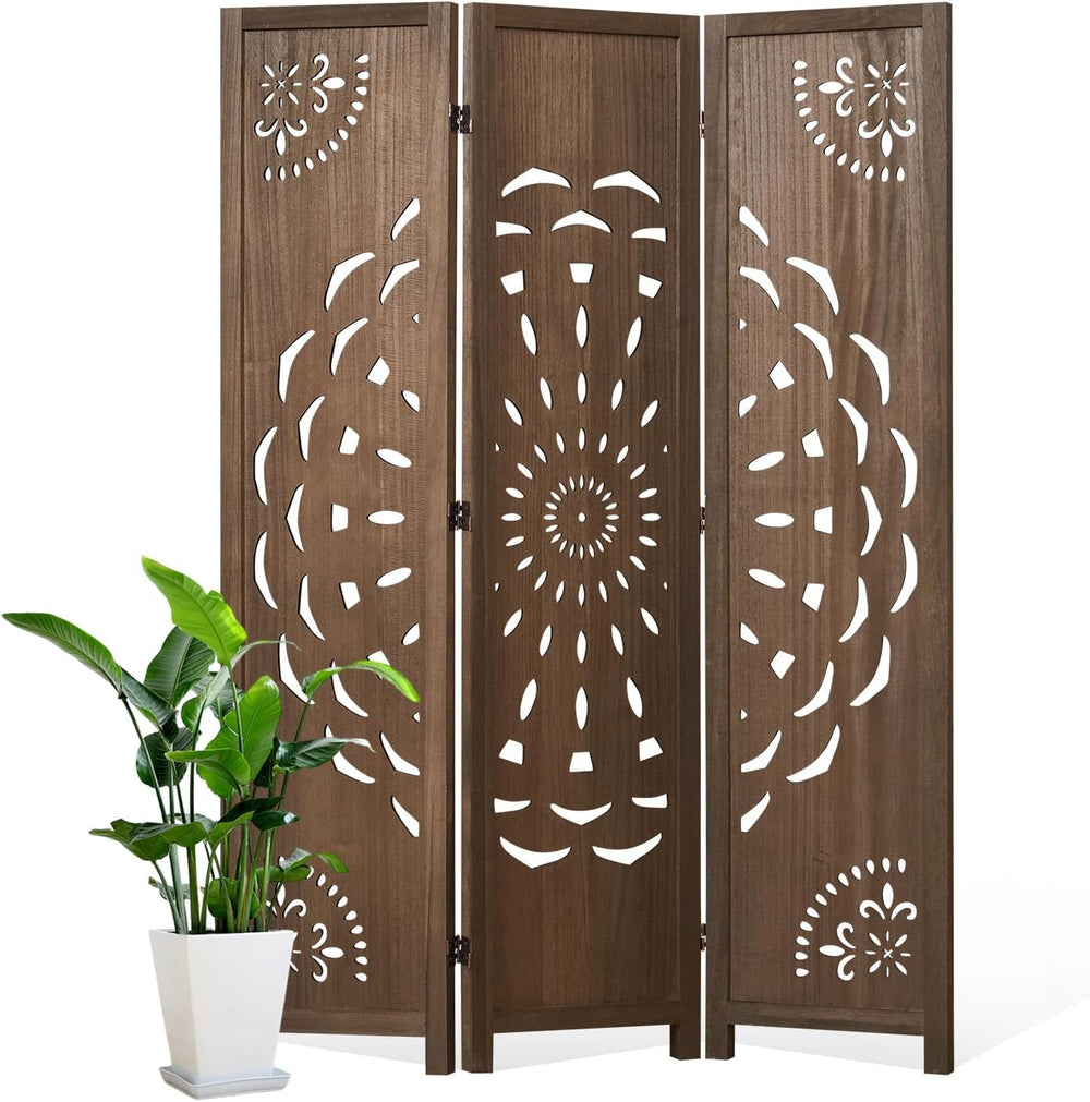 66.9Inch Wooden Room Partition - 3 Panels Boho-Styled Space Room Divider for ...