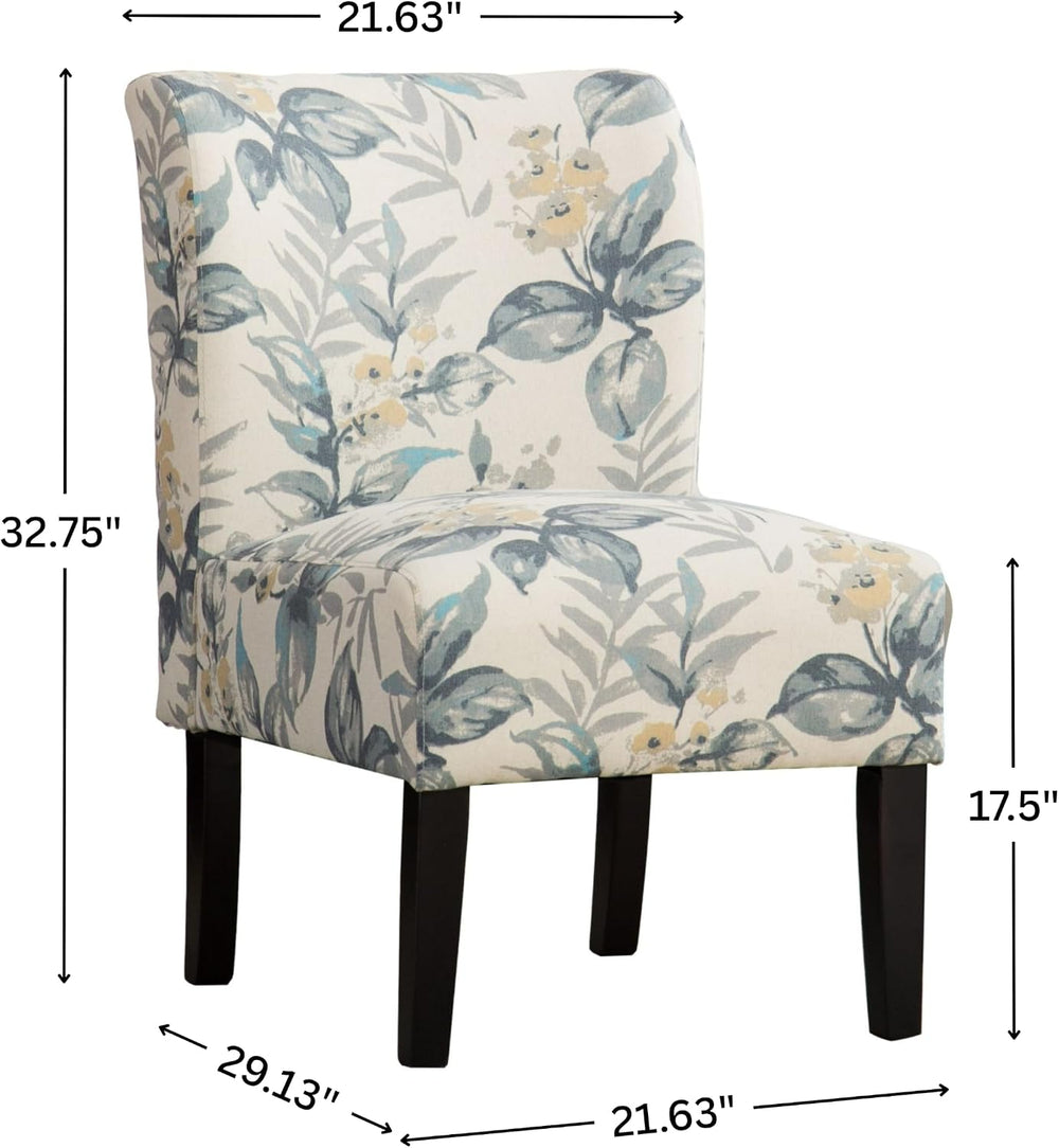 Roundhill Furniture Capa Print abric Armless Contemporary Accent Chair, Blue ...
