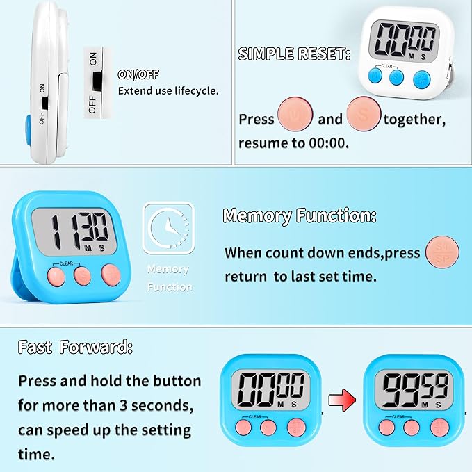 Timer for Kids Teachers Digital Kitchen Timers for Cooking Large Magnetic - Image 5