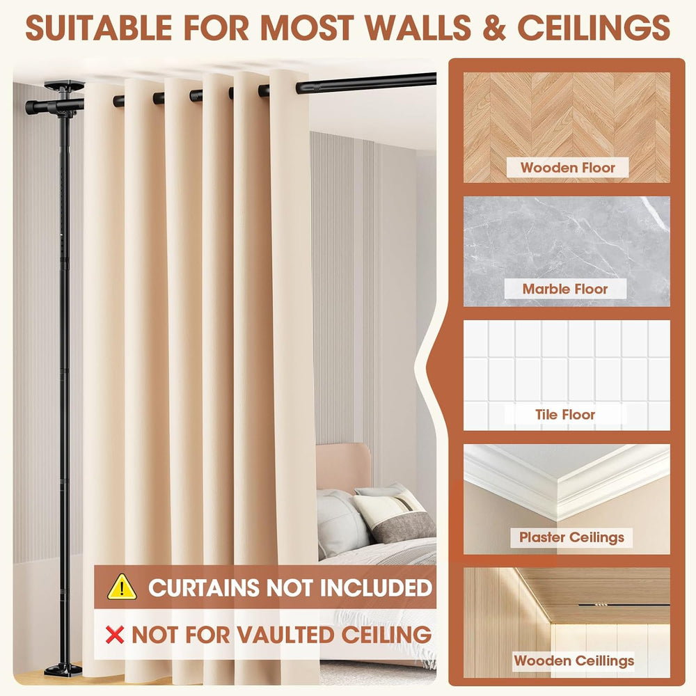 SUNALLY Room Divider for Separation 28-114in(W) Privacy Wall Divider, Black