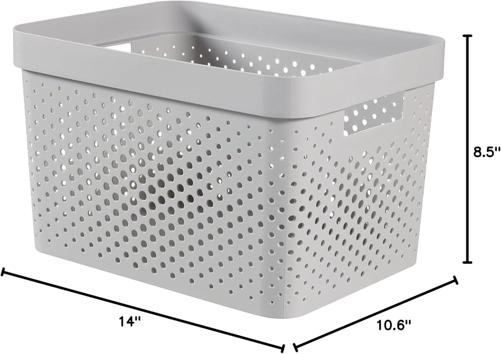 Curver Storage Box Infinity with Dot Pattern, Light Grey, 17 Litre