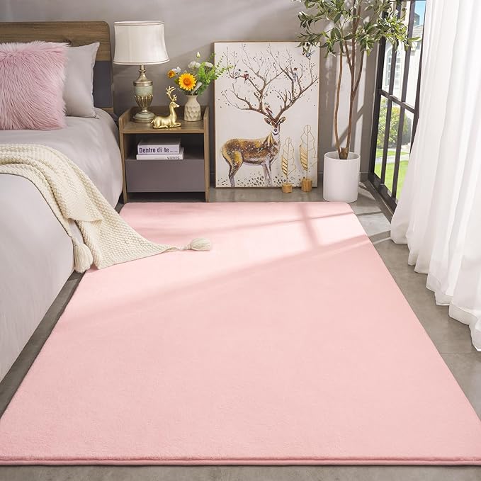 Amearea Large Modern Area Rugs for Bedroom Living Room, 5x8 Feet Pink Thickened - Image 4