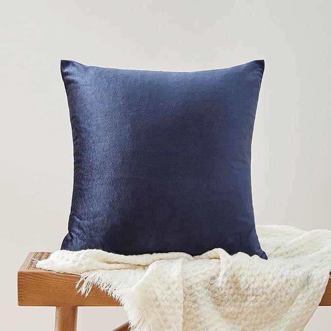 GIGIZAZA Navy Blue Velvet Pillow Covers 22x22, Square Solid Throw Pillow Covers - Image 8