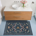 Dark Blue 2x3 Small Rugs for Bathroom Non Slip, Washable Vintage Boho Insect by HazoHaus