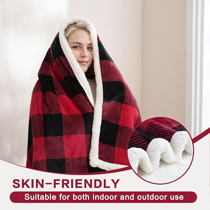 PU MEI Sherpa Fleece Throw Blanket 80" x 90" Reversible Plush Fluffy Large Big - Image 3