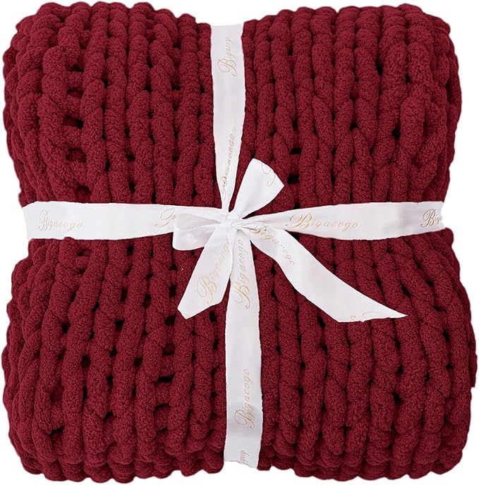Bigacogo Chunky Knit Throw Blanket