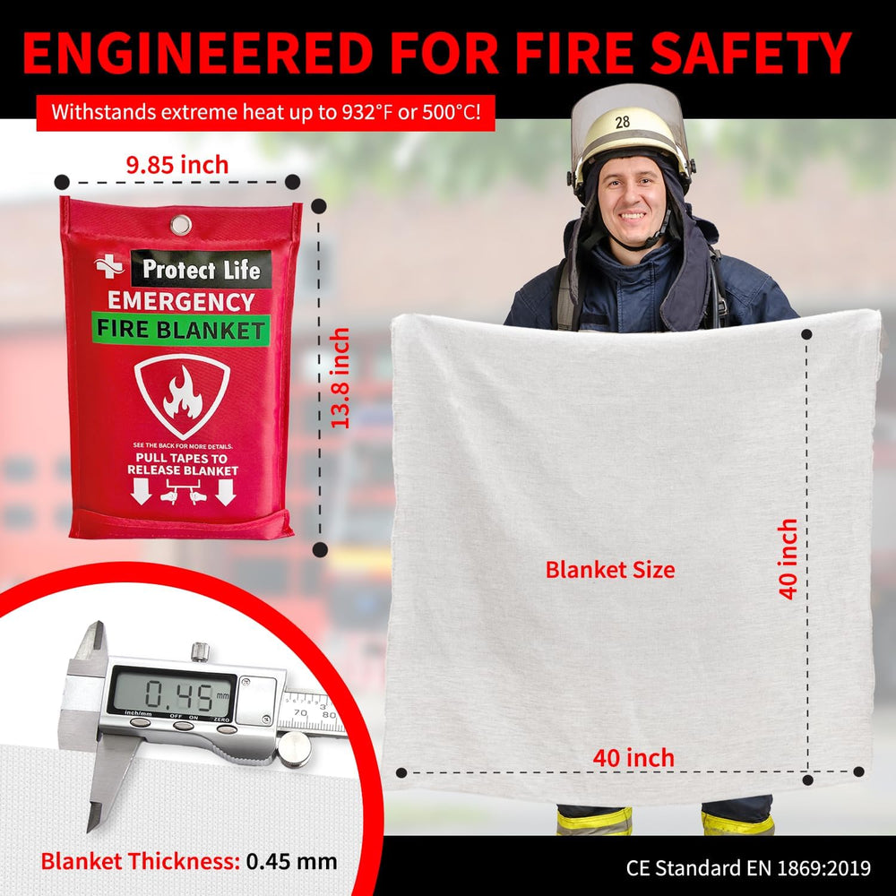 Protect Life Saving Emergency Fire Blankets 4 Pack - 40"x40", Fire ...