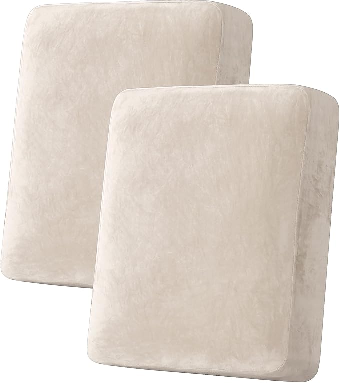 H.VERSAILTEX Velvet Stretch Couch Cushion Cover Plush Cushion Slipcover by HVERSAILTEX