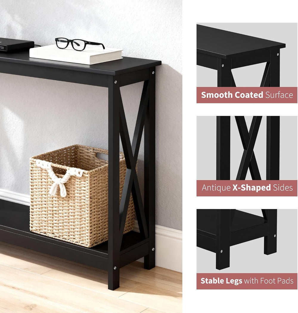 ZENY Console Table, Entryway Table, Narrow Sofa Table with 2-Tier Shelves, En...