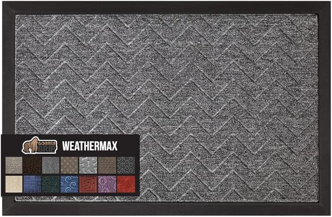 GORILLA GRIP 100% Waterproof All-Season WeatherMAX Doormat, Durable Natural by GorillaGrip