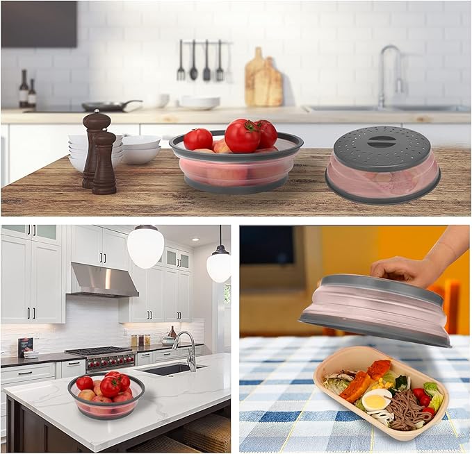 Microwave Cover for Food, Collapsible Microwave Splatter Cover Made of TPR - Image 3