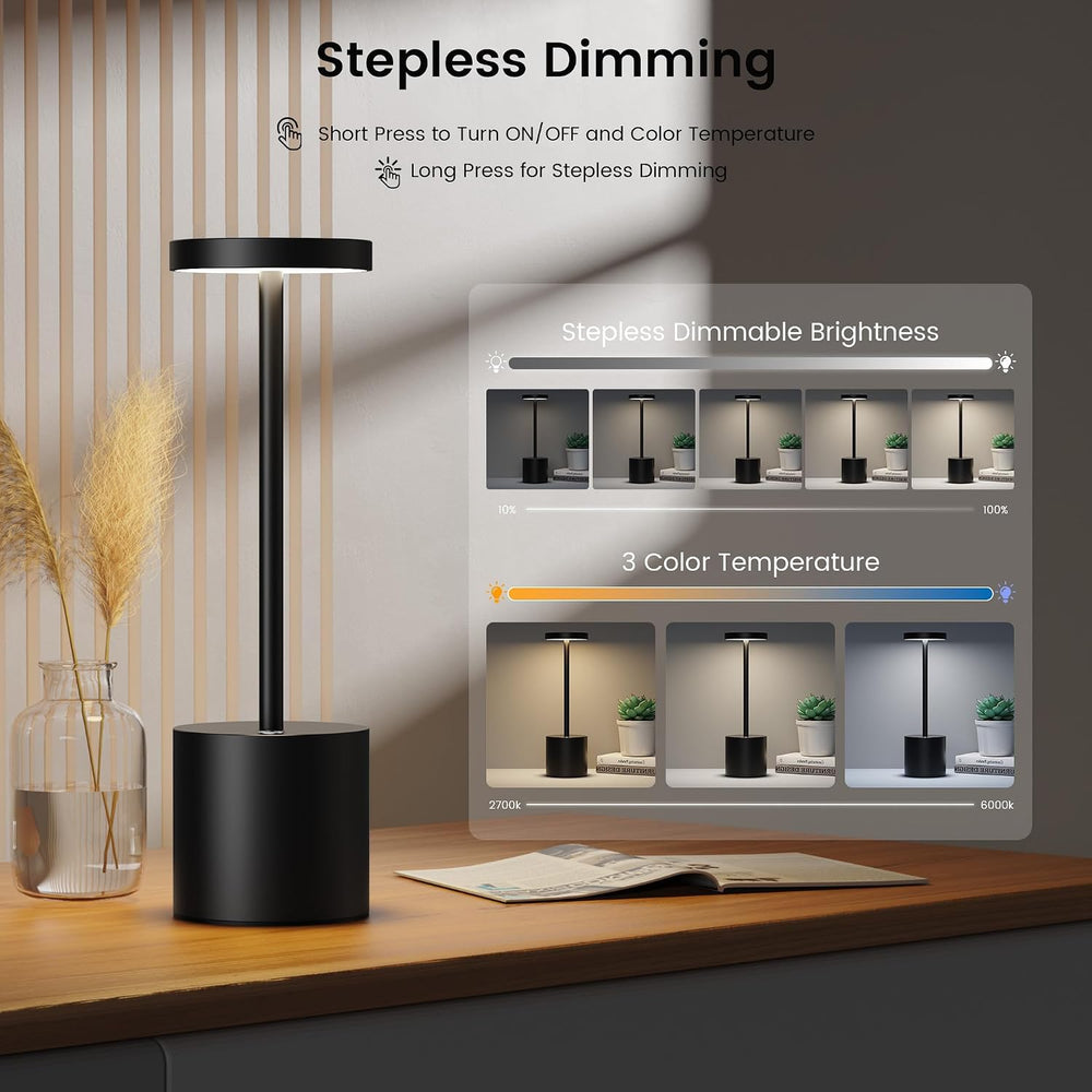 2 Pack Rechargeable Table Lamp, LED Cordless Table Lamp,5000mAh Battery Opera...